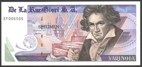 Europe De La Rue Test Note Specimen

№ EF 006505 (Black Number); UNC; "Ludwig van Beethoven"