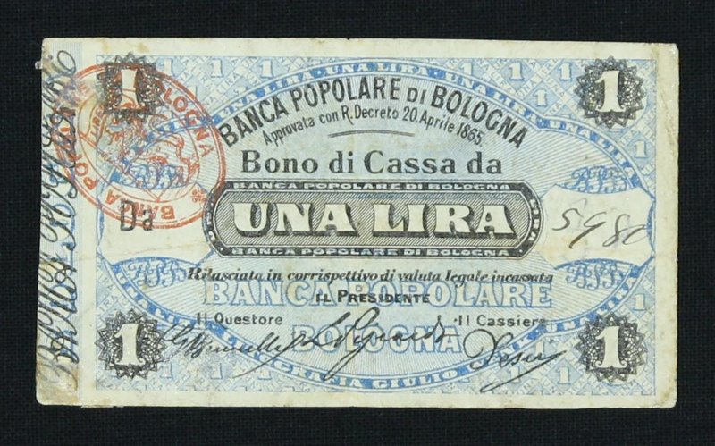 France Bolonia Bank 1 Lira 1865 Rare

PS# NL; # Da 5980