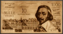 France 1000 Francs 1957 Golden Banknote

UNC; "Cardinal Richelieu"