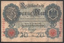 Germany - Empire 20 Mark 1910 7 Digit

P# 40b; № F8197926