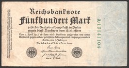 Germany - Weimar Republic 500 Mark 1922 8 Digit

P# 74c; № A19141104
