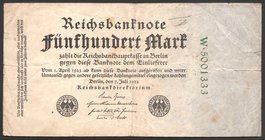 Germany - Weimar Republic 500 Mark 1922 7 Digit

P# 74b; № W5001333