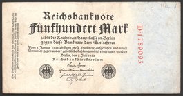 Germany - Weimar Republic 500 Mark 1922 Red Series Rare

P# 74a; № D1789093