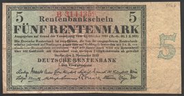 Germany - Weimar Republic 5 Rentenmark 1923 Rare

P# 163; № B3144359