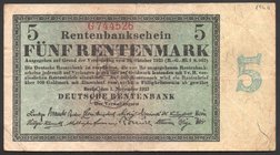 Germany - Weimar Republic 5 Rentenmark 1923 Rare

P# 163; № G744526