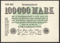 Germany - Weimar Republic 100000 Mark 1923

P# 91b; № OH60; AUNC