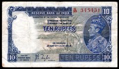 India 10 Rupees 1937 (ND)

P# 19a; F/VF