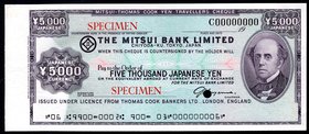 Japan 5000 Yen Travellers Cheque SPECIMEN

Mitsui - Thomas Cook Yen; UNC