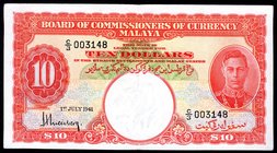 Malaya and British Borneo 10 Dollars 1941

P# 13; AUNC