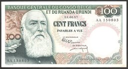 Belgian Congo 100 Francs 1957 VERY RARE

P# 33b; № AA 150803; aUNC; VERY RARE!