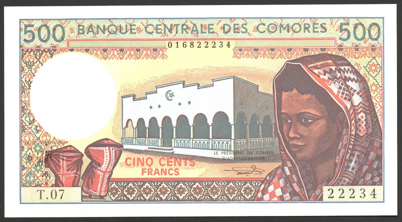 Comoros 500 Francs 1994

P# 101b; UNC