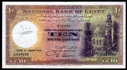 Egypt 10 Pounds 1944

P# 23b; VF-