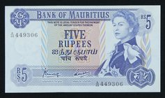 Mauritius 5 Rupees 1967 (ND) UNC

P# 30c; # A/48 449306