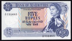 Mauritius 5 Rupees 1967 RARE

P# 30; № A/45 731685; UNC; RARE!
