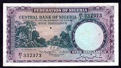 Nigeria 5 Shillings 1958

P# 2a; With Spike Holes; VF