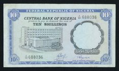 Nigeria 10 Shillings 1968

P# 11b; # A/88 688036