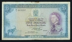 Rhodesia 5 Pounds 1964 Rare

P# 26; # F/1 313257