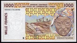 West African States 1000 Francs 1999

UNC; Senegal