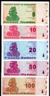 Zimbabwe Lot of 5 Banknotes 2009

5 - 10 - 20 - 50 - 100 Dollars; P# 93, 94, 95, 96, 97; UNC