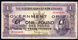 Fiji 1 Pound 1942 (ND)

P# 45a; Overprint on New Zealand banknote; F