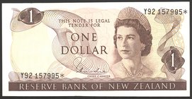New Zealand 1 Dollar 1971 Replacement RARE

P# 163d; № Y92 157995*; UNC-; RARE!