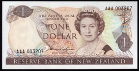 New Zealand 1 Dollar 1981 - 1992 Prefix AAA

P# 169a; № AAA 003207; UNC