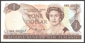 New Zealand 1 Dollar 1985 - 1989

P# 169b; № AHV 000507; UNC; Low Serial Number
