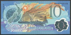New Zealand 10 Dollars 2000 Commemorative RARE

P# 190a; № BH 00 038 442; UNC; Polymer; "Millennium"; RARE!