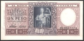 Argentina 1 Peso 1952 - 1955

P# 260b; № 09000122 A; UNC