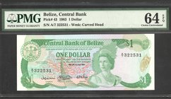 Belize 1 Dollar 1983 PMG 64 RARE

P# 43; UNC; RARE!