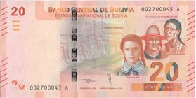 Bolivia 20 Bolivianos 2018

P# New; 140x70mm; UNC