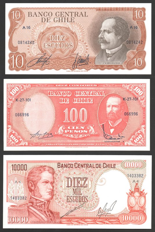 Chile Set of 3 Banknotes

UNC; Set 3 PCS