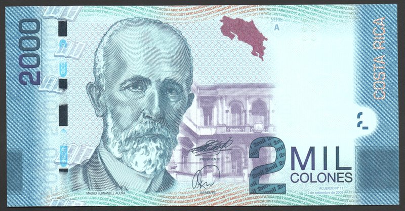 Costa Rica 2000 Colones 2009

P# 275a; UNC; "Bull Shark"