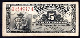 Cuba 5 Centavos 1896

P# 45a; VF