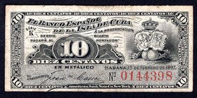 Cuba 10 Centavos 1897

P# 52a; VF