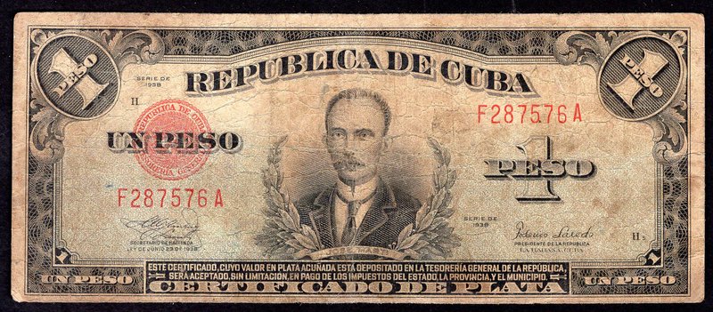 Cuba 1 Peso 1938

P# 69d; F
