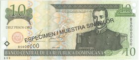 Dominican Republic 10 Pesos 2001

P# 165(s2); 156x67mm; UNC; Specimen