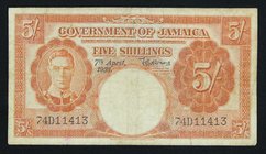 Jamaica 5 Shillings 1955

P# 37b; # 74D11413