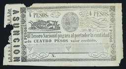 Paraguay 4 Pesos 1865 - 1870

P# 28; blank