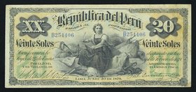Peru 20 Soles 1879

P# 7a; # B254406
