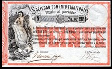 Uruguay 20 Pesos 1868

P# S482; With Stamp on the back "21 June 1881"; XF