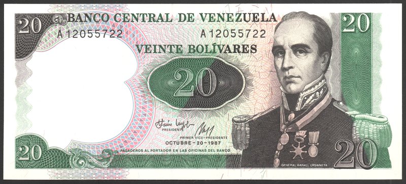 Venezuela 20 Bolivares 1987 Commemorative

P# 71; № A 12055722; UNC; Prefix А;...