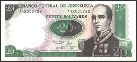 Venezuela 20 Bolivares 1987 Commemorative

P# 71; № A 12055722; UNC; Prefix А; "General R. Urdaneta"