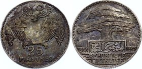 Lebanon 25 Piastres 1936

KM# 7; Silver; XF Nice Toning