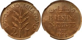 Palestine 2 Mils 1927 NGC MS65RB

KM# 2; Bronze