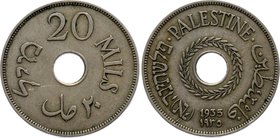 Palestine 20 Mils 1935 Rare

KM# 5; XF-