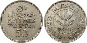 Palestine 50 Mils 1940 

KM# 6; Silver; XF