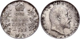 British India 2 Annas 1910

KM# 505; Silver, UNC. Edward VII.