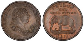 Ceylon 1/2 Stiver 1815 PCGS MS63BN

KM# 80; Copper