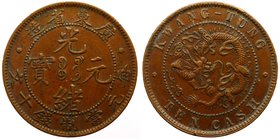 China - Kwangtung 10 Cash 1900 - 1906 (ND)

Y# 193; Сopper; Old Saturated Cabinet Patina; XF/aUNC
